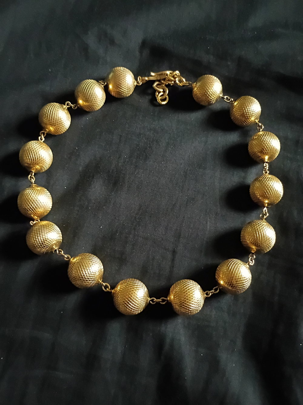 Gold Textured Bead Necklace - Women Jewelry (It Doesn't Tarnish)